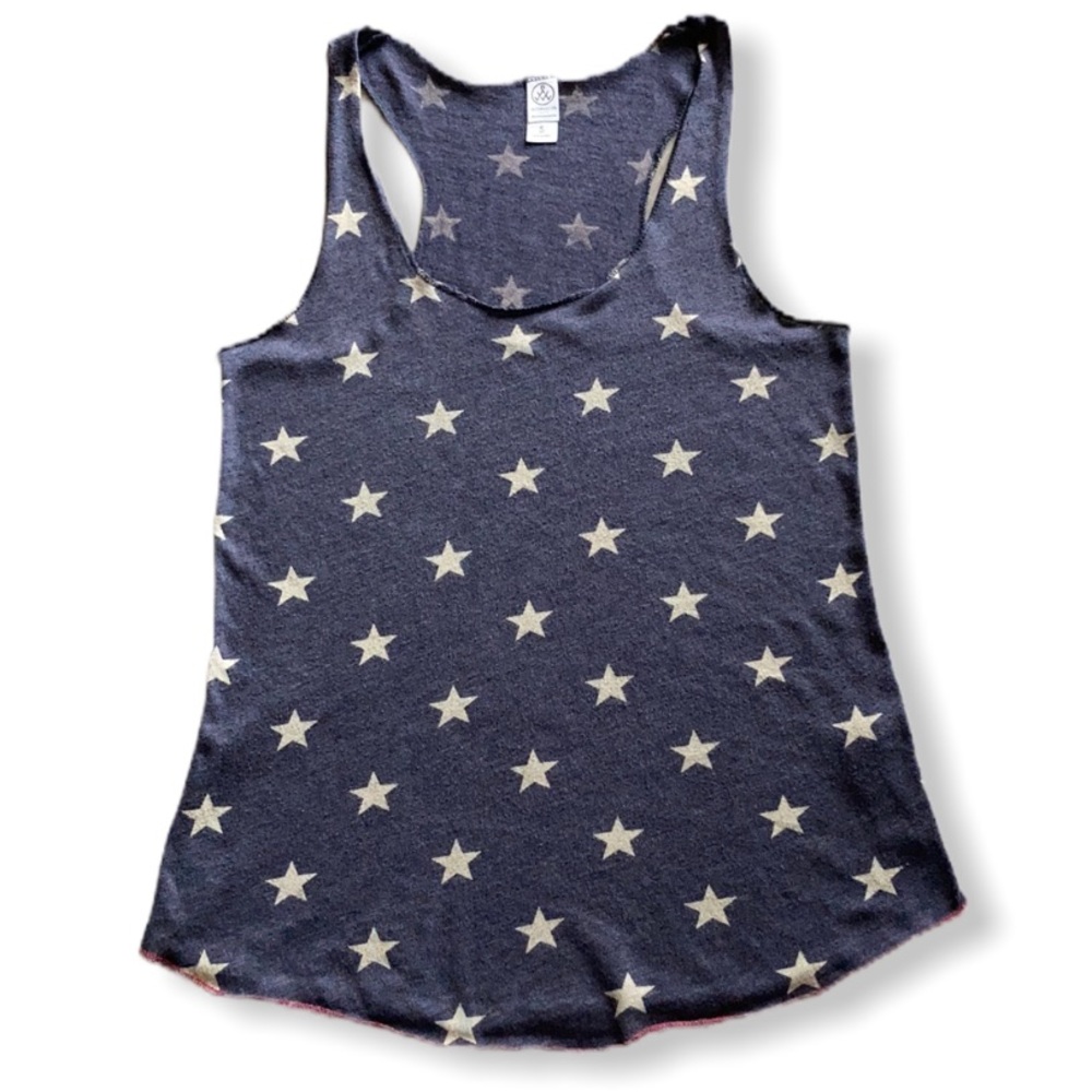 Alternative Tank Top Racer Back Star Patriotic Summer Fun Navy Beige Stars Sm